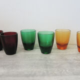 6 ancient multicolored digestive glasses
