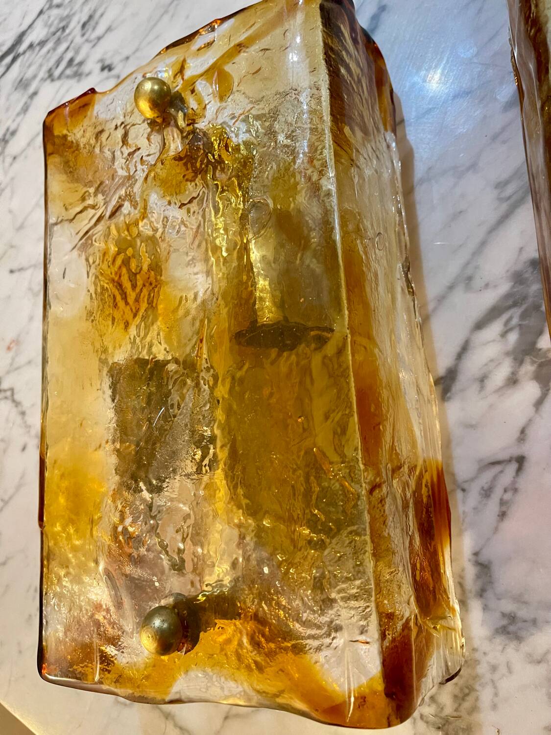 Mazzega two-tone glass wall sconces, Italy 1970