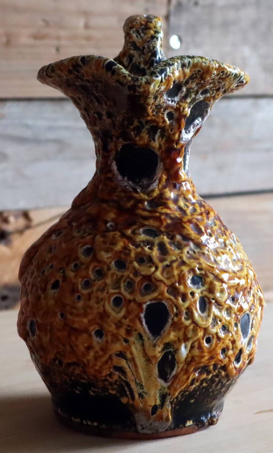Art Ceramic Jug – Honey Glazes, Cyclops - Vallauris Style