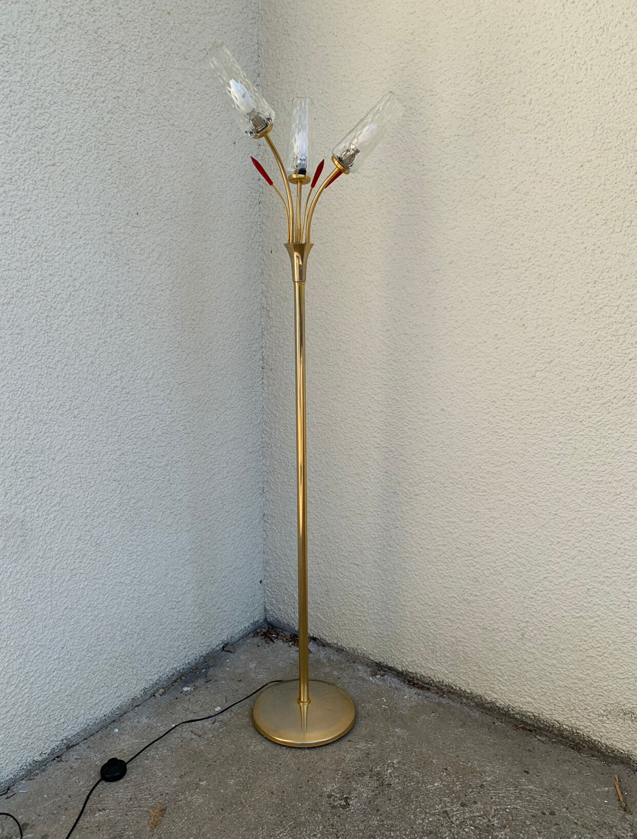 Vintage brass floor lamp with 3 lights, 1960s