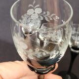 Set de 6 verres à liqueur bicolores à pied en verre gravé