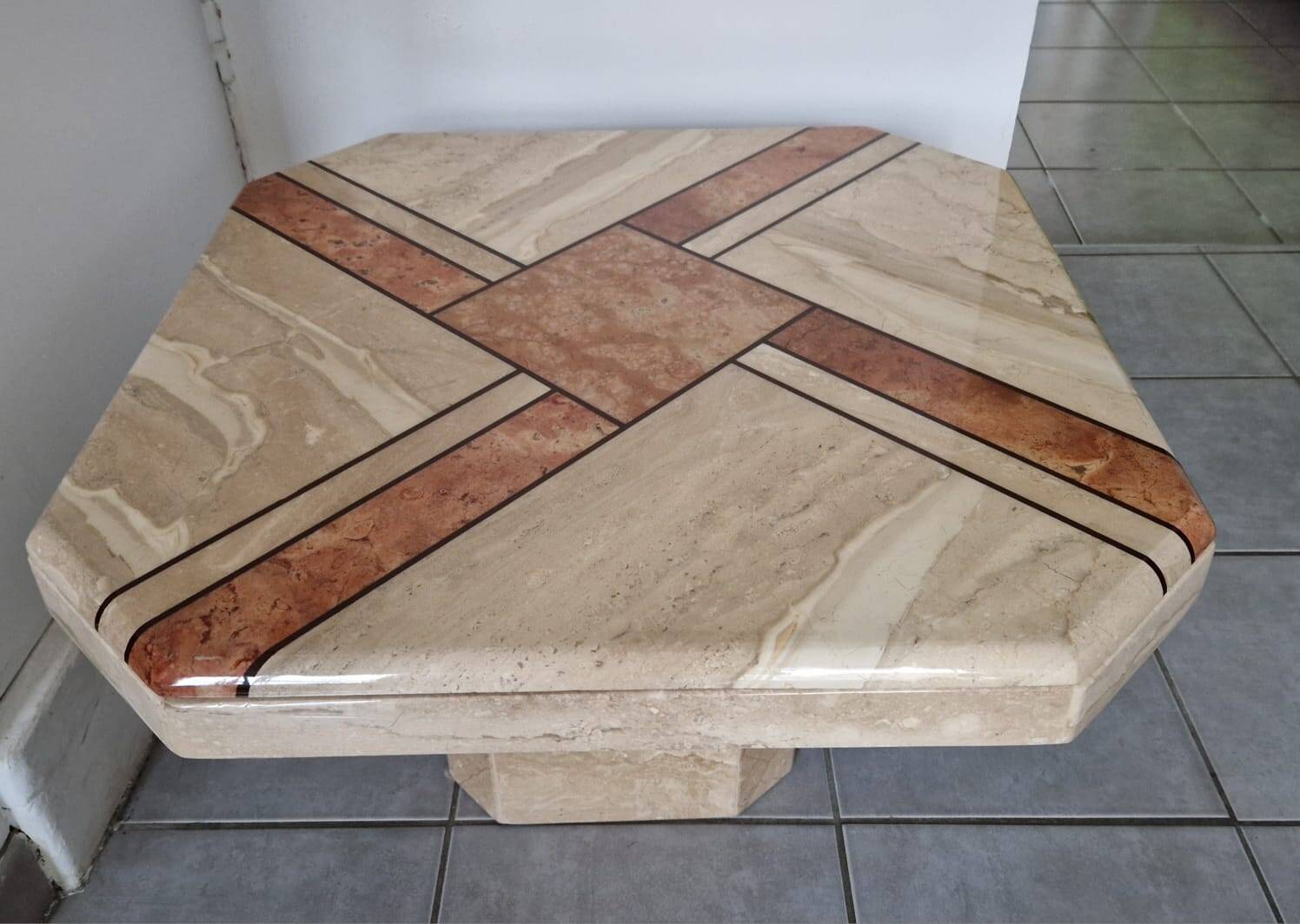 Travertine coffee table