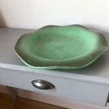 Large dish of the 1950s with wavy edge color green celadon