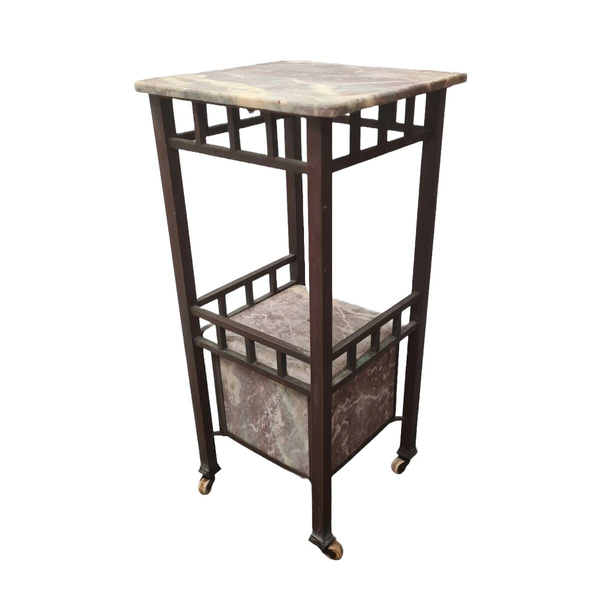 Antique French Bedside Table With Marble, late 1800s