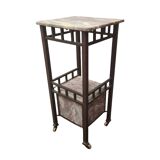 Antique French Bedside Table With Marble, late 1800s