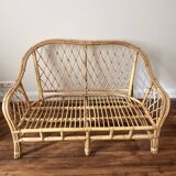 Vintage rattan two-seater sofa