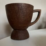 Midcentury Cubist XXXL Cup in West African Monoxyl Wood