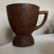Midcentury Cubist XXXL Cup in West African Monoxyl Wood