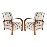 Pair of Art Deco armchairs in wood and ethnic fabrics
