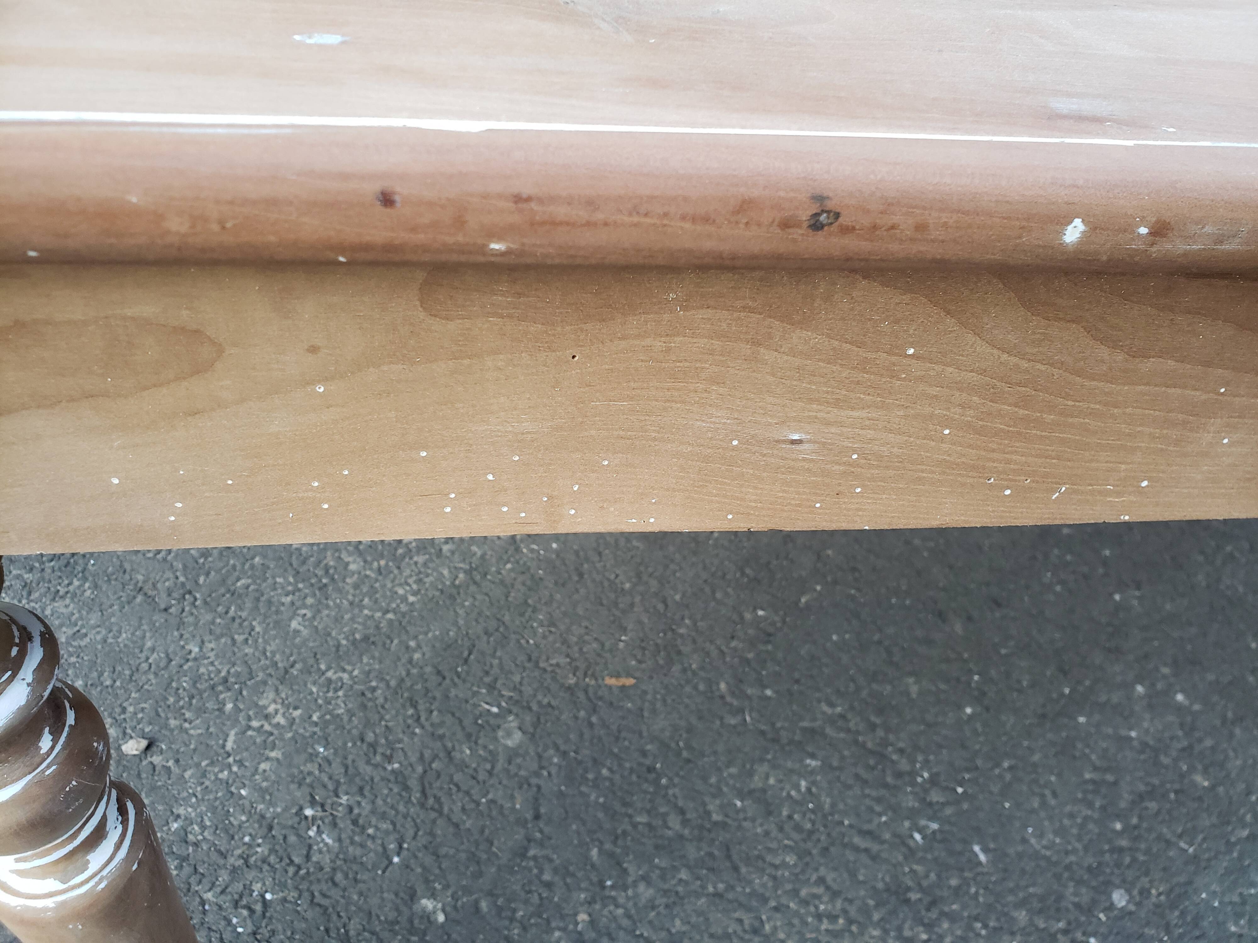 Old patina farm table turned feet