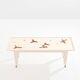 Maurice Jallot coffee table, painted oak with bird decorations, 1930.