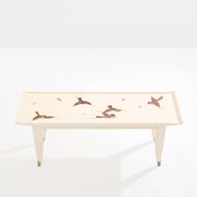 Maurice Jallot table basse chêne peint à décors d’oiseaux 1930