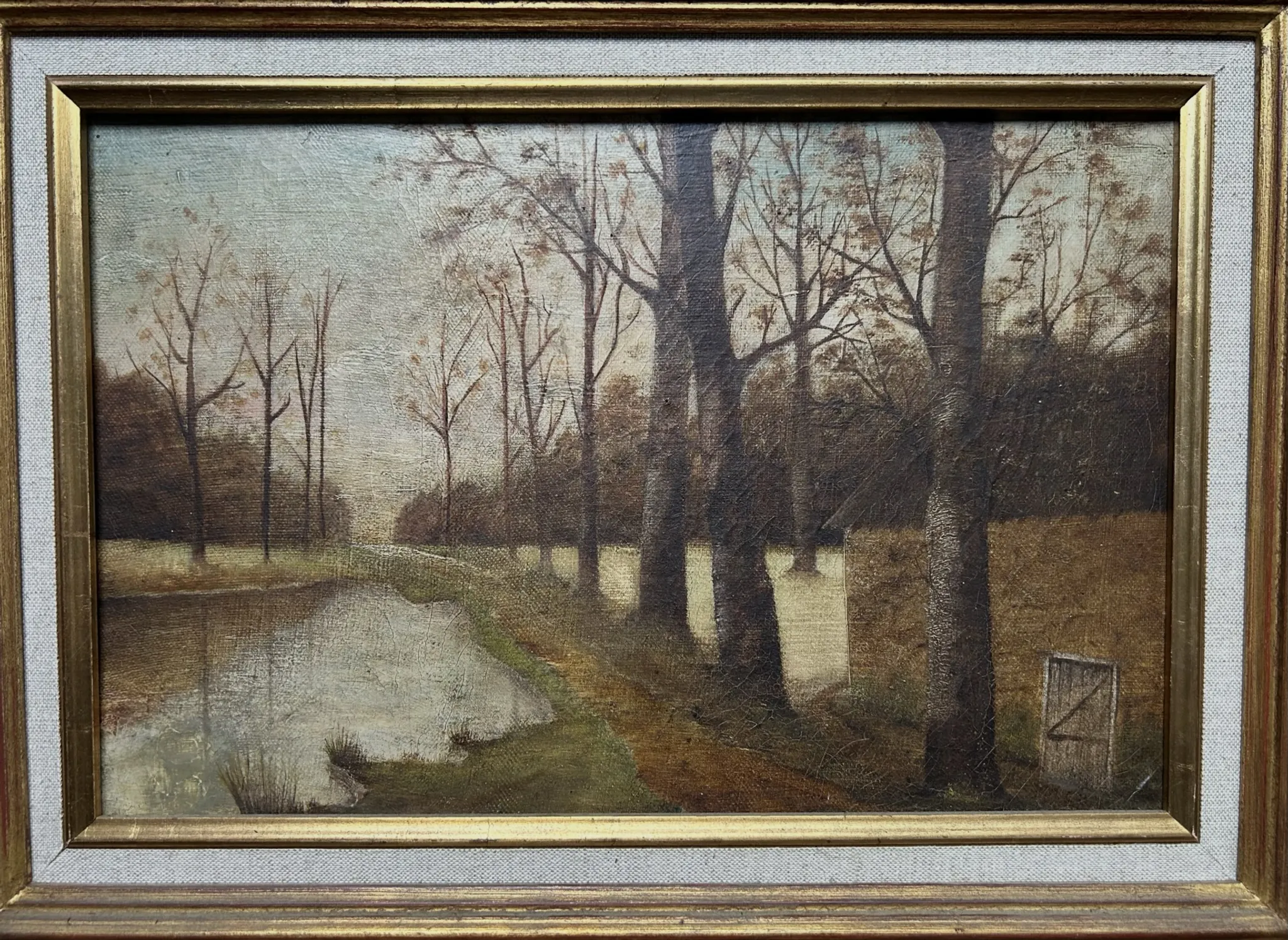 The cottage by the lake, oil on canvas, early 20th century.