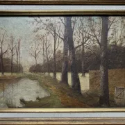 The cottage by the lake, oil on canvas, early 20th century.