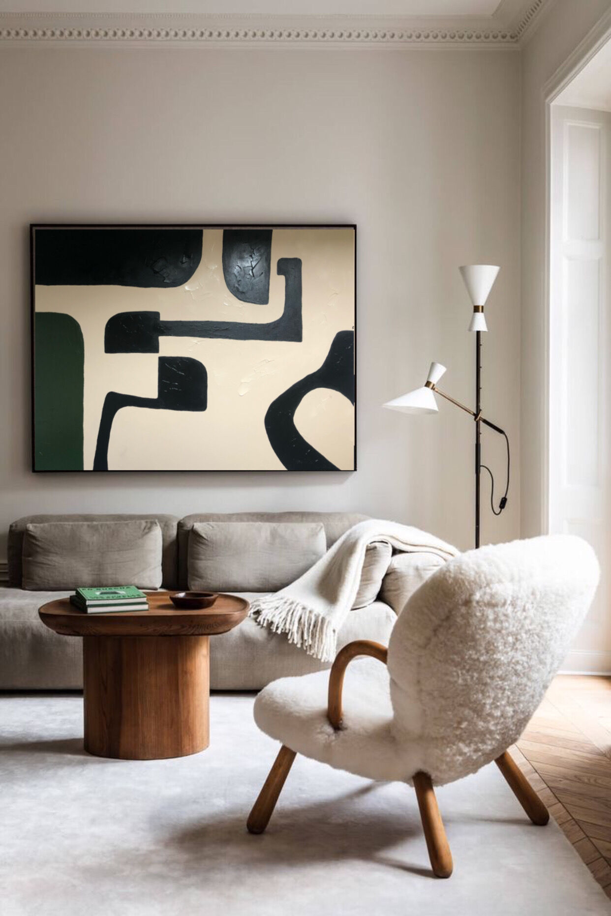 Abstract painting geometric shapes 100x81cm contemporary