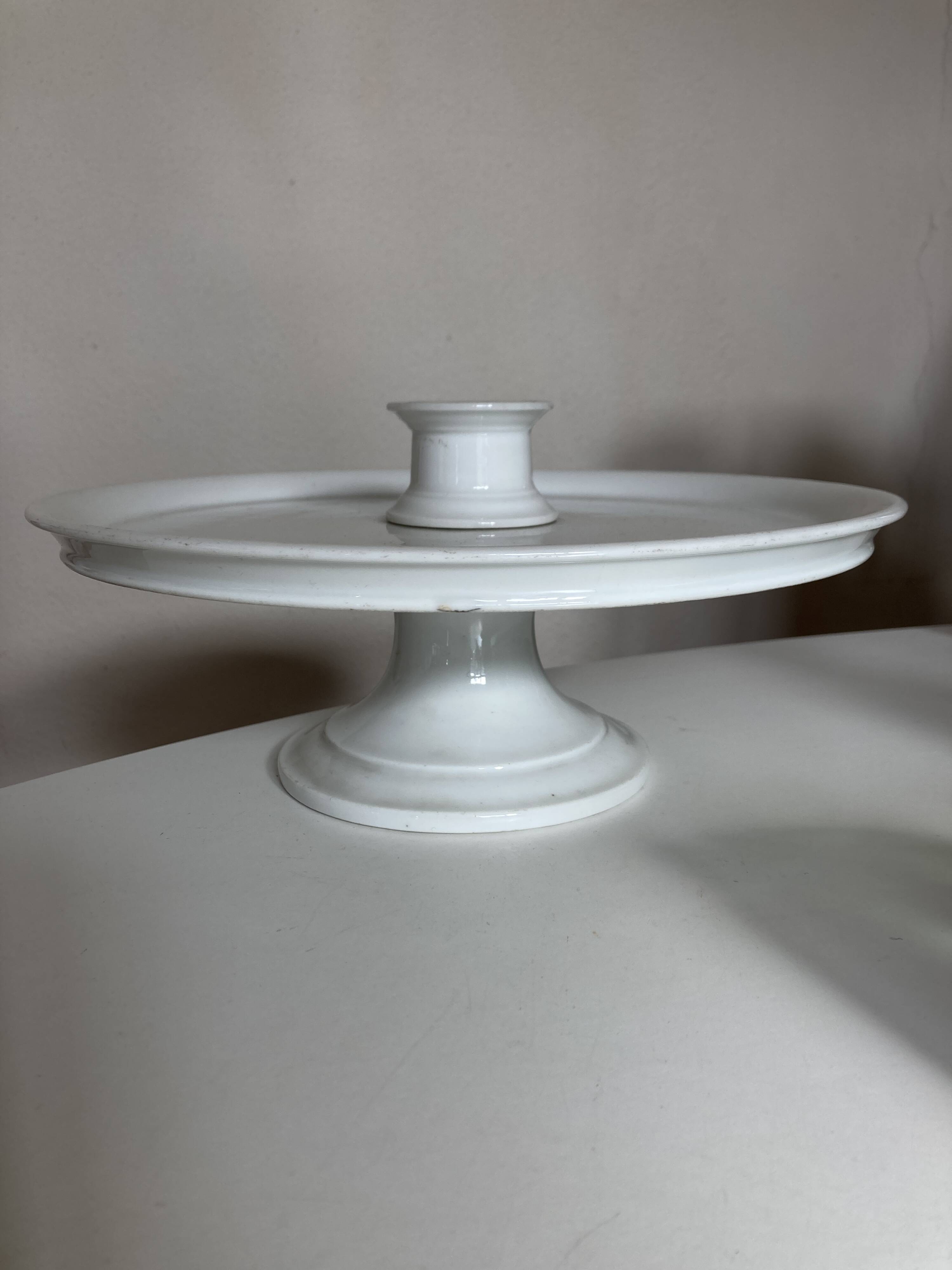 Louis Philippe 19th century mounted cake plate in white earthenware