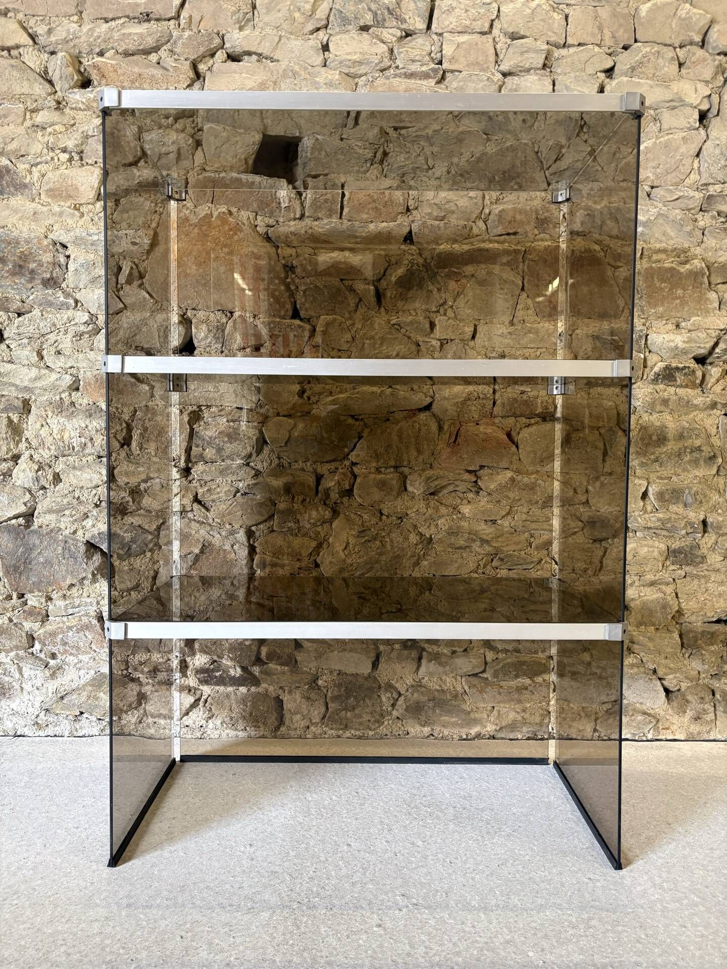 Hi-fi furniture in glass and aluminium for Pieterman Holland, 1970