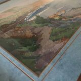 Tableau Aquarelle Paysage Marine Orientaliste (Algérie) + cadre