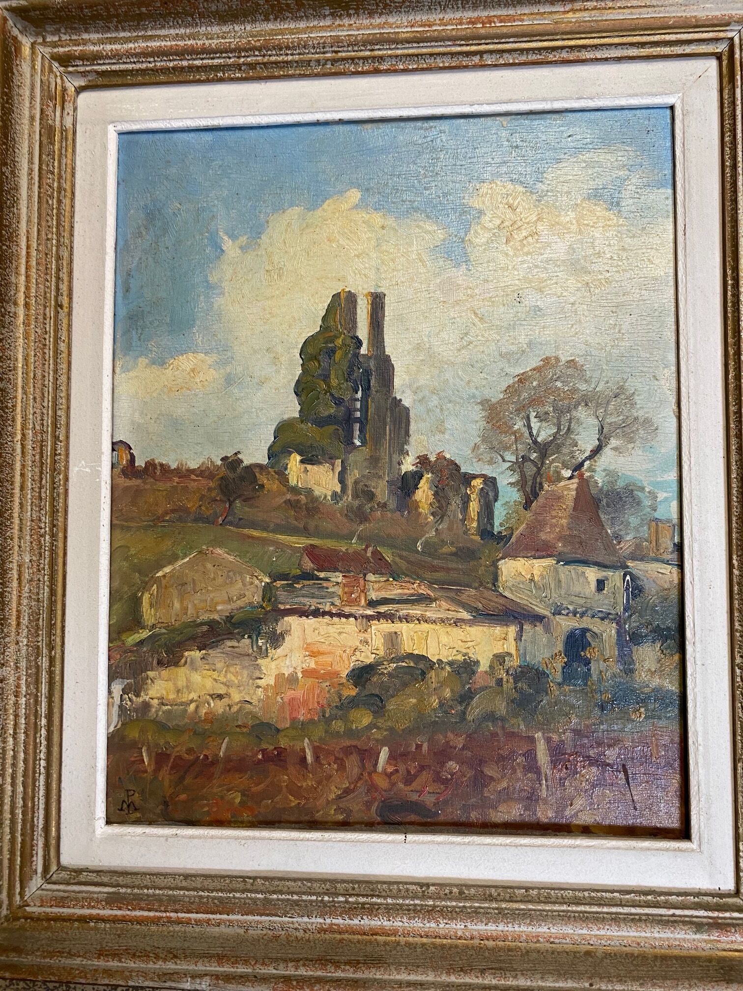 Basque farmhouse oil painting signed marcel poissonnié early twentieth with frame