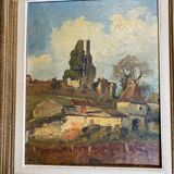 Basque farmhouse oil painting signed marcel poissonnié early twentieth with frame