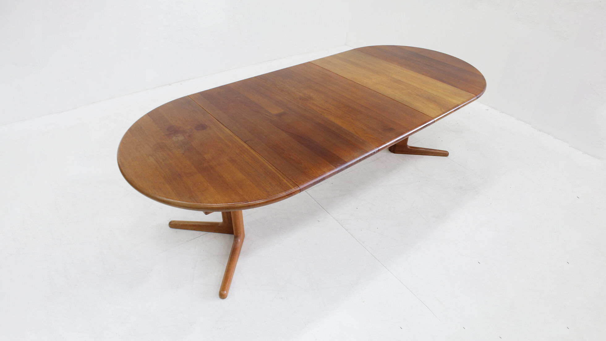 Vintage Danish oval extendable dining table solid teak 1960s XL