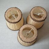 Set of 3 old pleated fabric lampshades clip-on model chandelier lamp lighting fixture n2