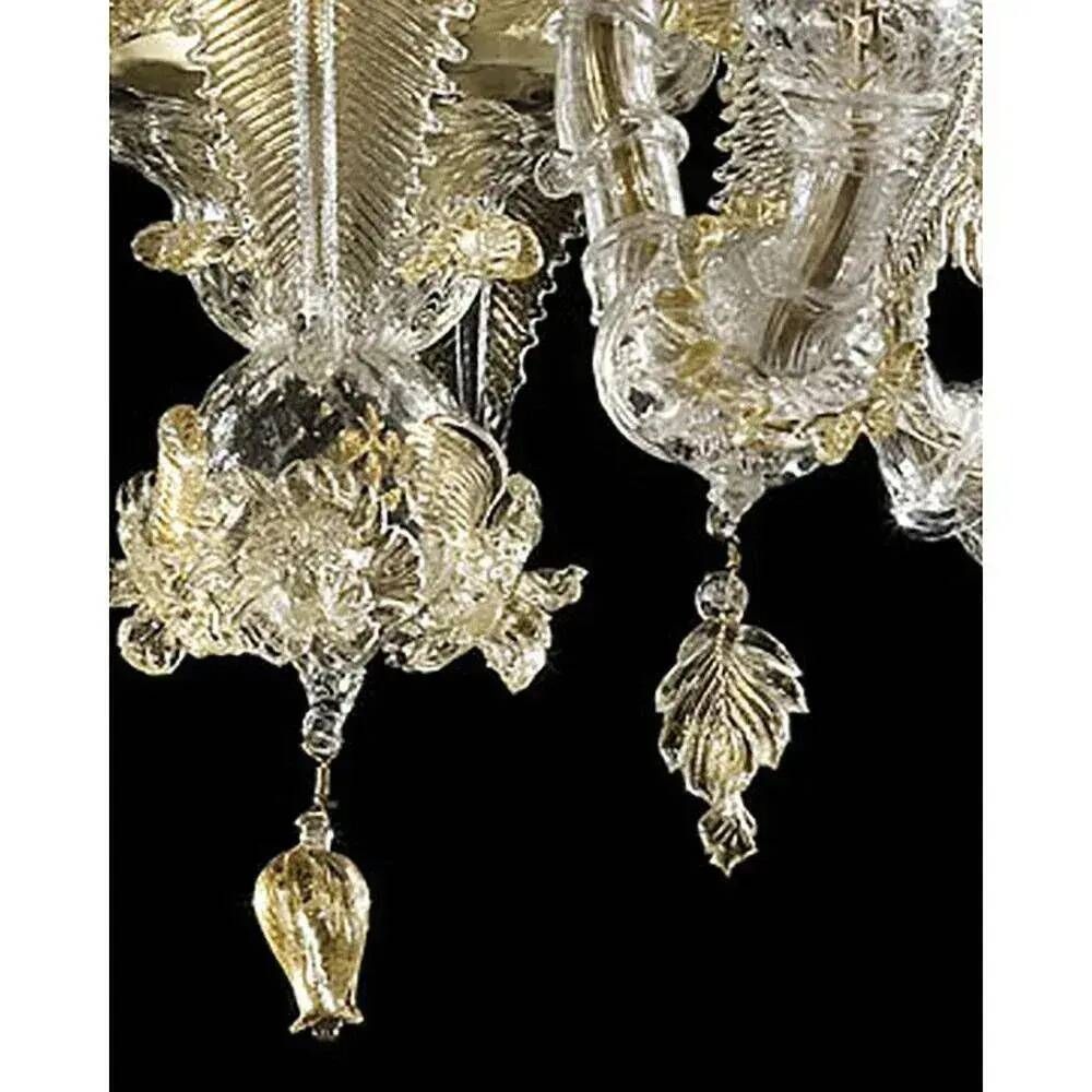 Venetian Cà Rezzonico Floral Gold Murano Style Glass Chandelier From Simoen