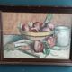 Vintage French still life in watercolour, signed Asquiedge