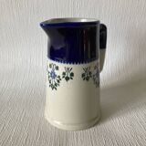 Saint-Uze pitcher in blue and white steel clay with floral decoration