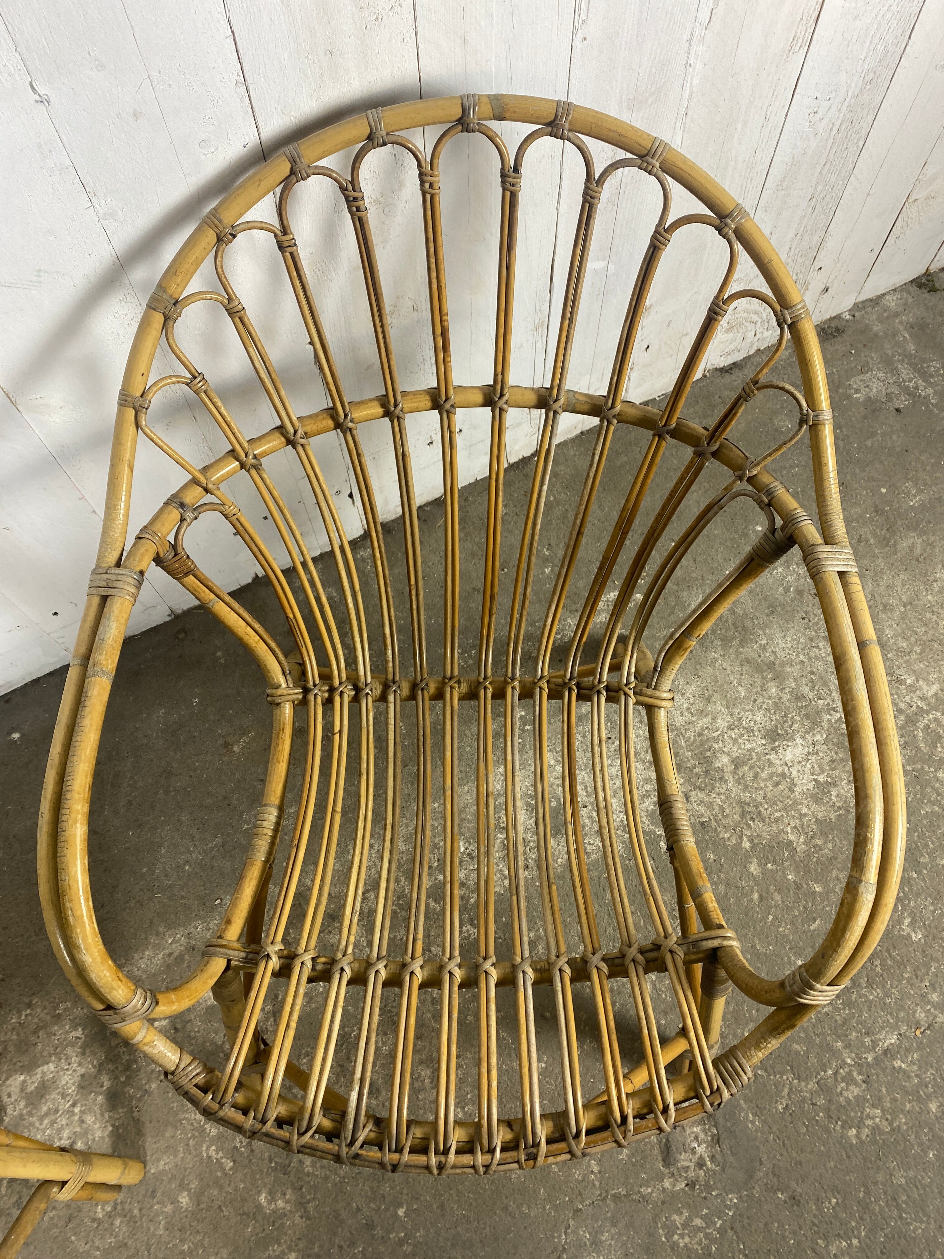 Paire de fauteuils rotin