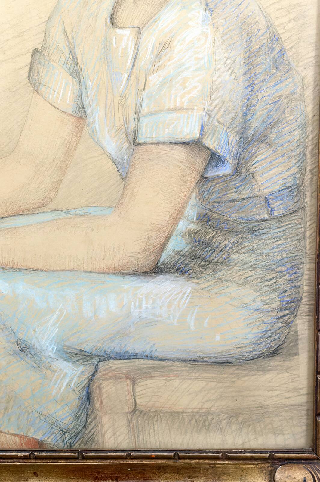 Portrait of a young woman, pastel, Art Deco, by M.Ducoin, France, 1934