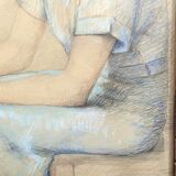 Portrait de jeune femme, pastel, Art Déco, par M.Ducoin, France, 1934