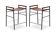 Pair of backless bar stools in brown and black metal.