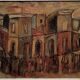 Oil on canvas "Funerals in Syracuse" by Ferruccio Ferri - Exhibition Gulf of La Spezia, 1940s