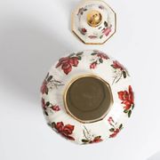 Large hand-painted ceramic vase with roses, sweet box, 20th century, Belgium, 1960s.