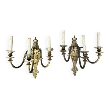 Paire d’appliques en laiton – Style Louis XVI