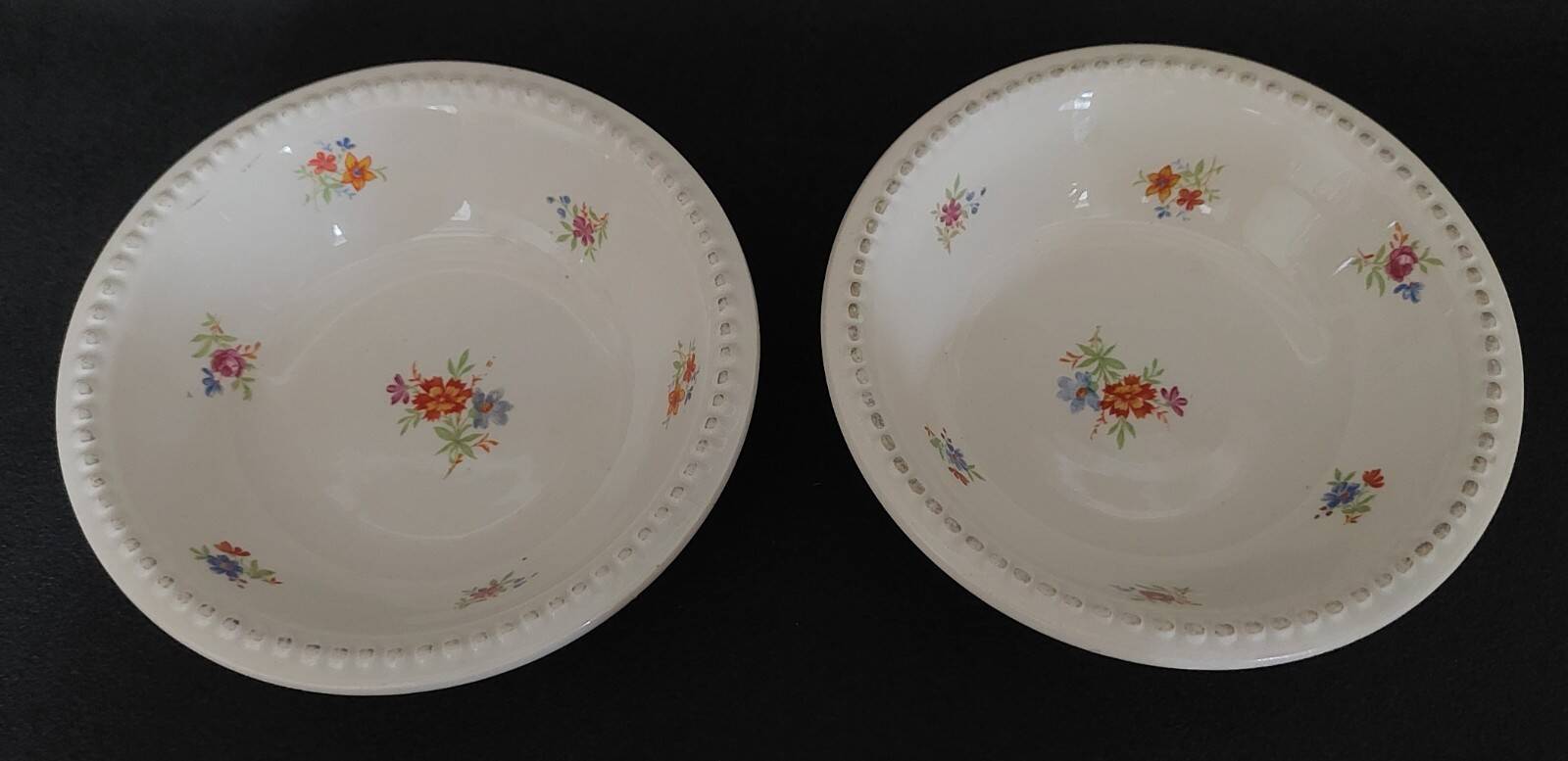 Pair of Digoin earthenware bowls with cliff decoration