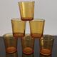 6 old amber colored glasses "lever" year 1970