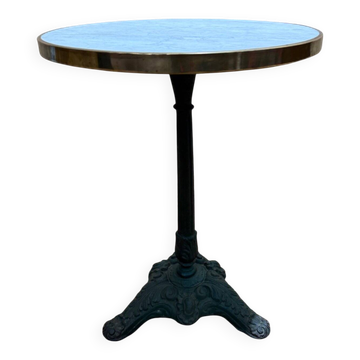 Guéridon rond de bistrot en fonte et marbre