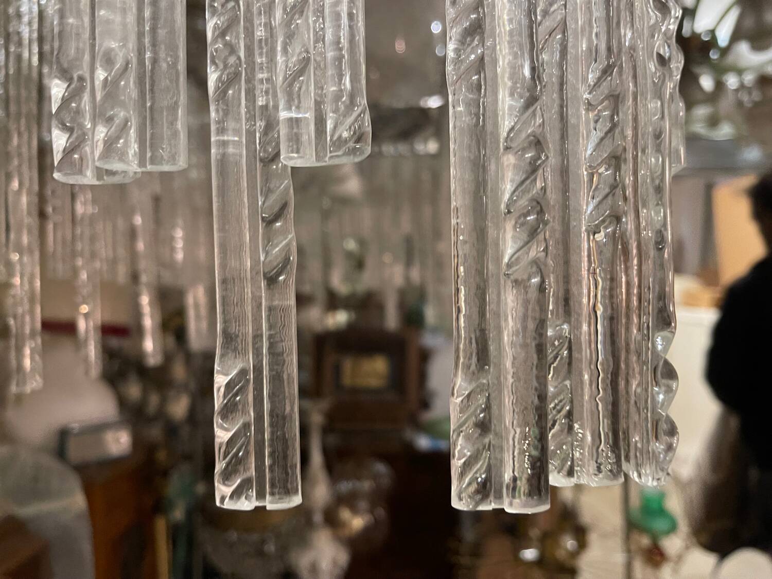 Large Rectangular Murano Glass Rod Chandelier 1980’s