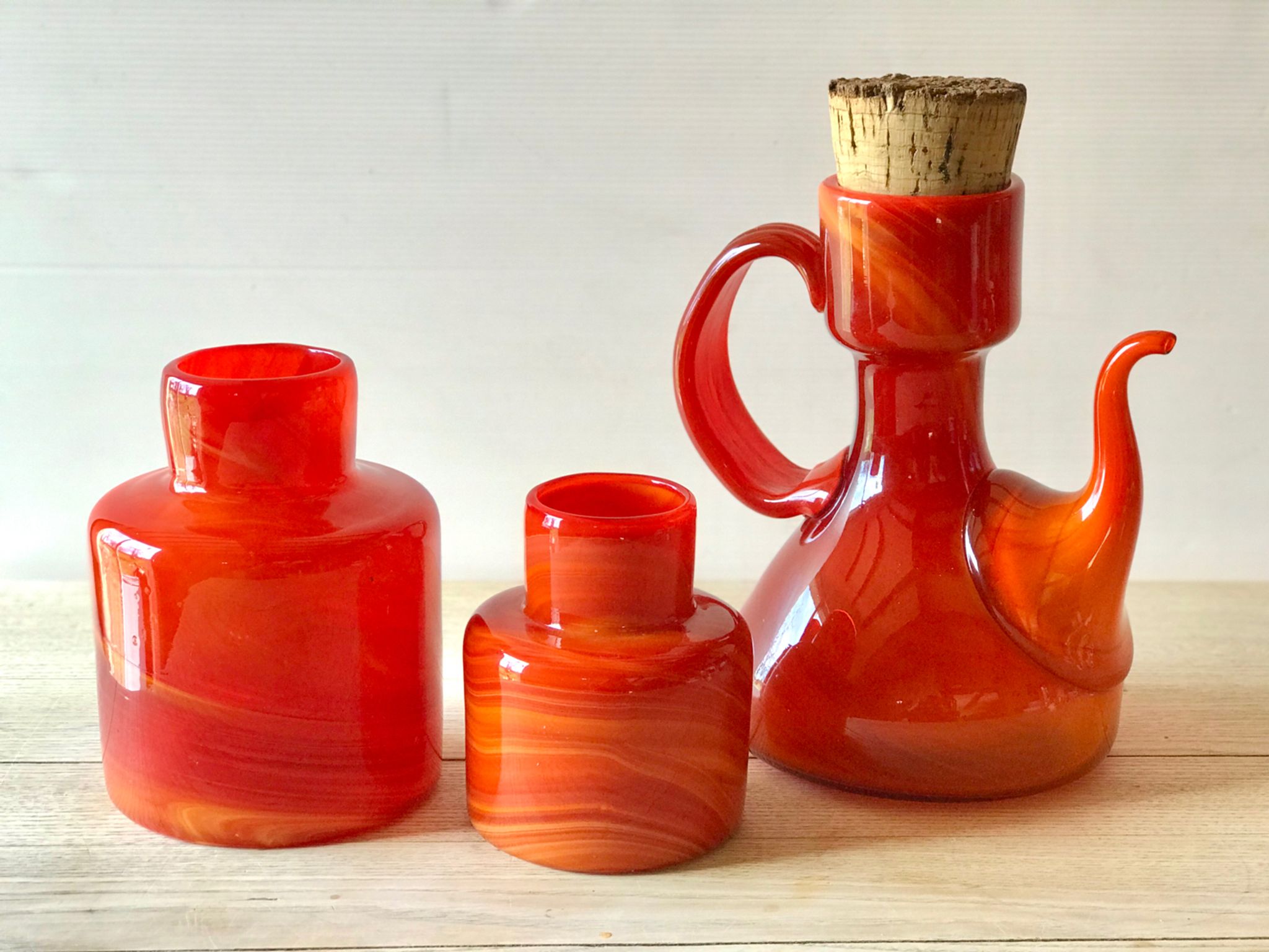 Set vases and coffee maker orange Moorish Vieil
