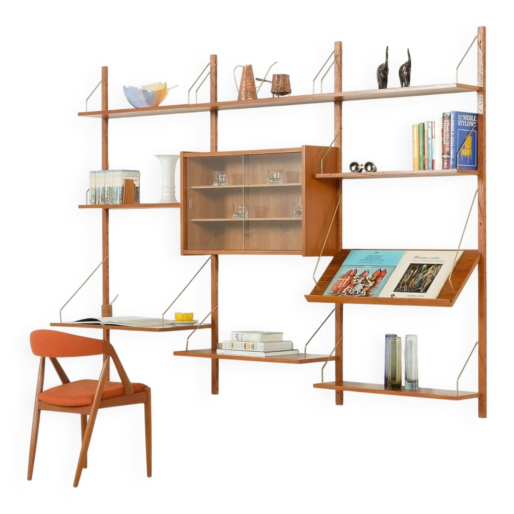 Danish vintage teak wall unit attributed to Preben Sorensen, 1960s