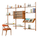 Danish vintage teak wall unit attributed to Preben Sorensen, 1960s