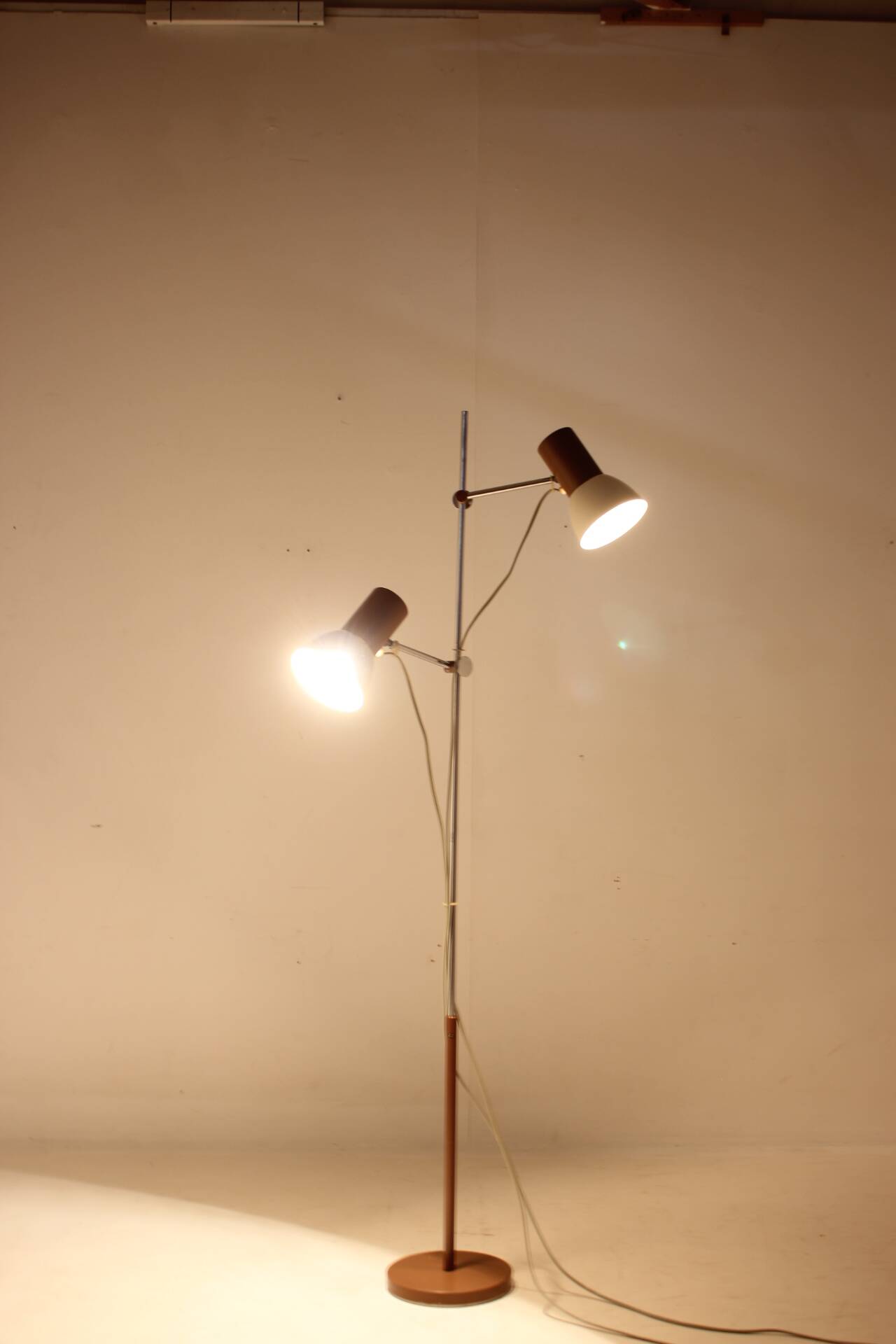 1970s chrome & metal adjustable floor lamp, czechoslovakia