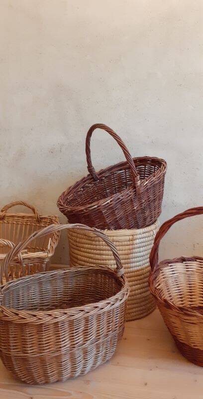 Panière corbeille ronde vintage en paille