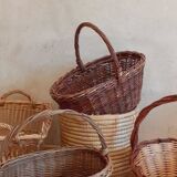 Vintage round straw basket