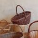 Panière corbeille ronde vintage en paille