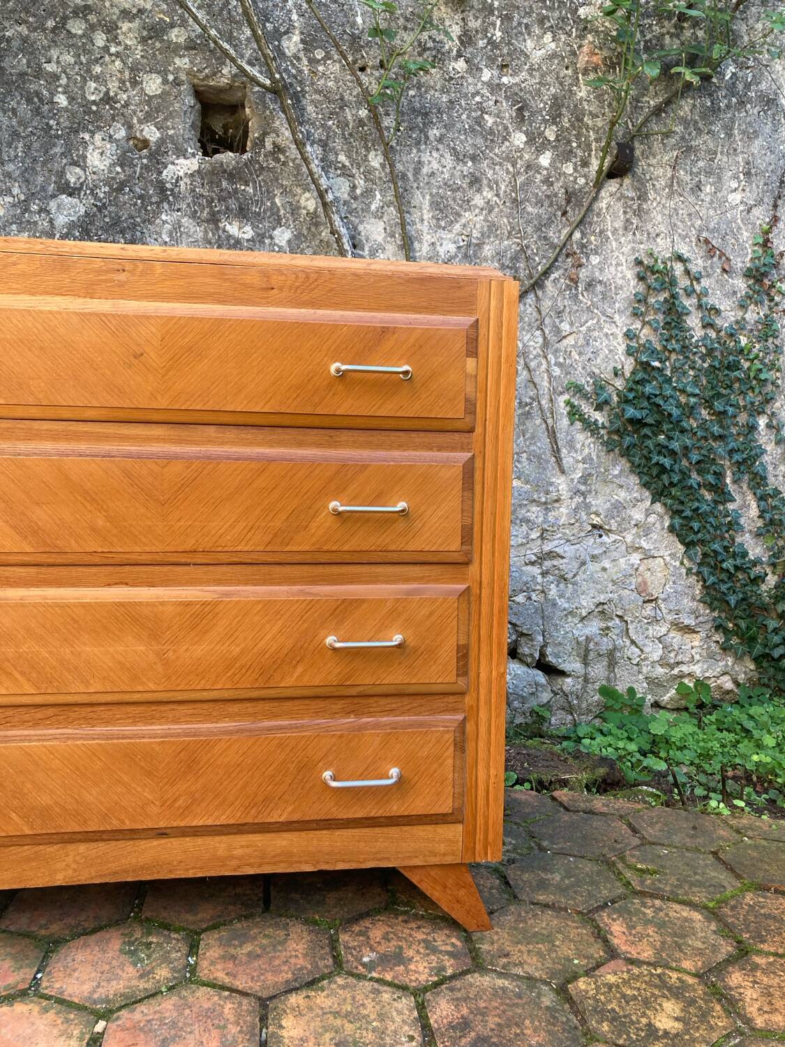 Vintage chest of drawers with compass feet