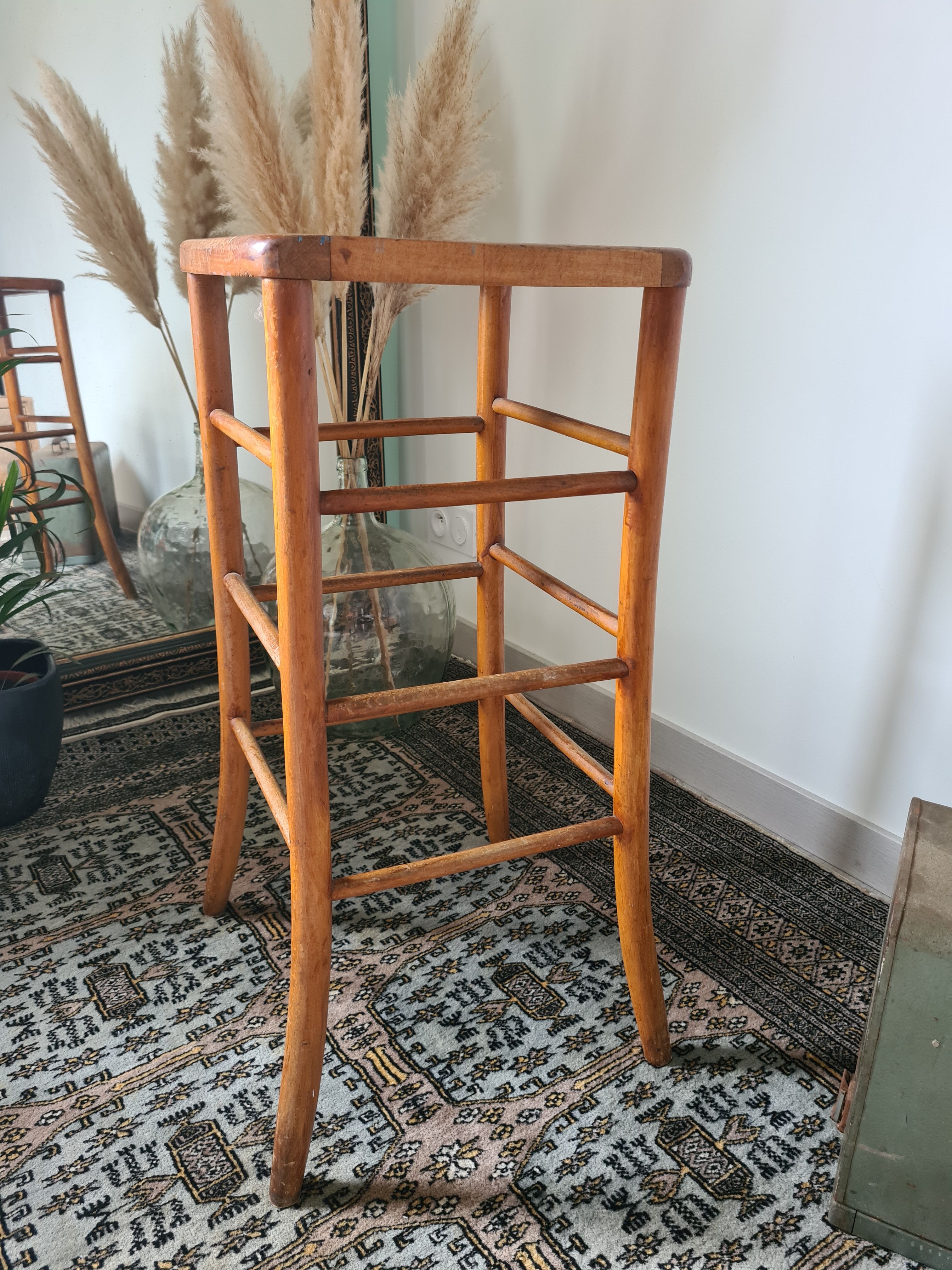 Vintage solid wood high stool