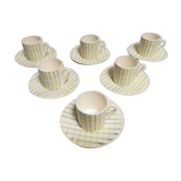 Service de 6 tasses à café et soutasses faience de salins france . vintage ceramique années 50 60